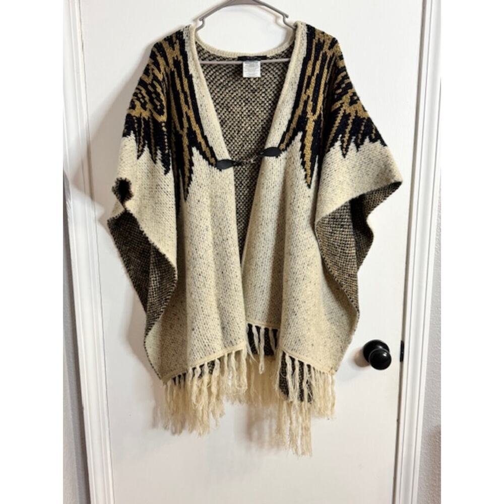 Vertigo Sweater Shawl-Unique Design with Silver Clasp-Size S/M Oversized